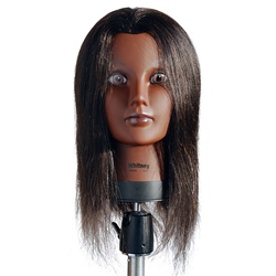 Celebrity 21" Ethnic Cosmetology Mannequin Head 100% Human Hair, Black - Whitney