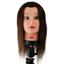 Celebrity 21" Cosmetology Mannequin Head 100% Human Hair, Brown - Debra